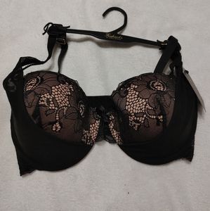 Fredericks of Hollywood black over nude pushup bra